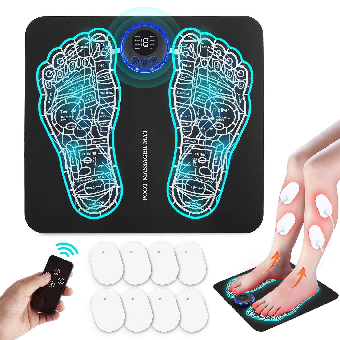 Phixnozar EMS Foot Massager Mat with Remote Control -Muscle RelaxationBack & Leg Foot MassageTENS (Mode:KTR-2492)